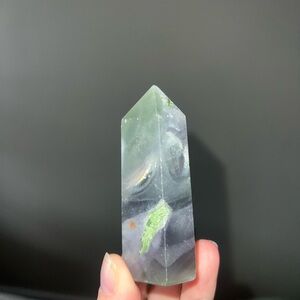 Green and Purple Fluorite Point Crystal Tower